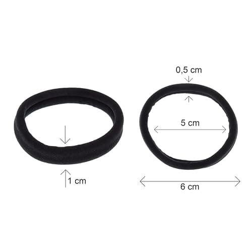 Righe e Pois - Elastici per capelli semplici in microfibra - made in Italy -fermacoda spessore 0.8 cm diametro 5 cm - confezione 3 pezzi (Nero) thumbnail 2
