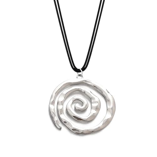 POYAMUSE Chunky Spiral Swirl Necklace - Aesthetic Grunge Jewelry for Trendy Looks, Boho Choker Necklace - Bohemia Jewelry for Women - B-Silver - Image 1