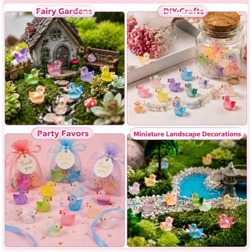 60Pcs Luminous Mini Resin Animals Ducks Bulk Tiny Resin Duck Glow in The Dark Mini Resin Figures Animals Small Plastic Miniature Ducks Figures for Miniature Landscape Decoration & DIY Craft Decor thumbnail 5