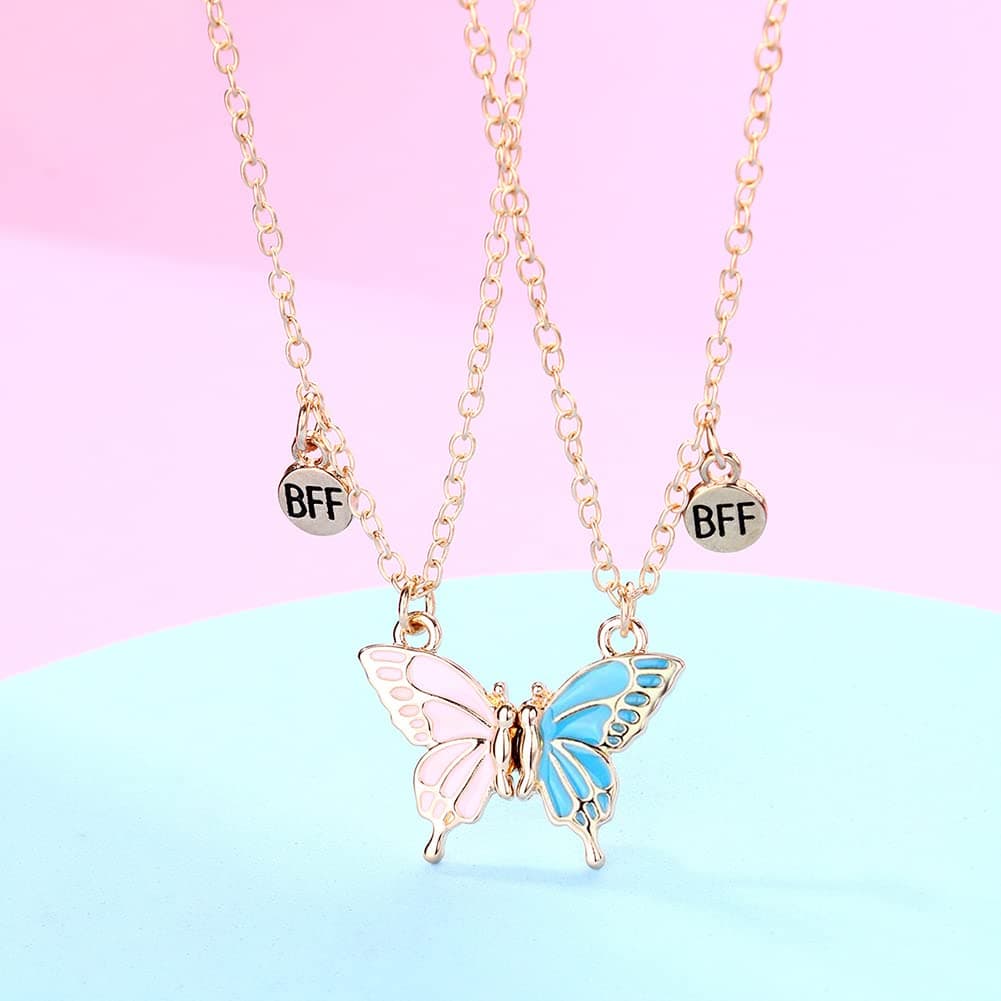 Best Friend Necklace for 2 Girls Magnetic Butterfly Matching Necklaces for Best Friends Birthday Christmas Xmas Gifts for Bestie Bff Necklace for 2 Magnet Necklace thumbnail 4