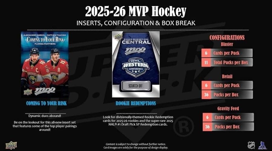 2025 2026 Upper Deck M V P Hockey Series Unopened Retail 36 Pack Box with Chance for Rookies and Stars Plus #1 Draft Picks Cards and Exciting New Insert Sets thumbnail 6
