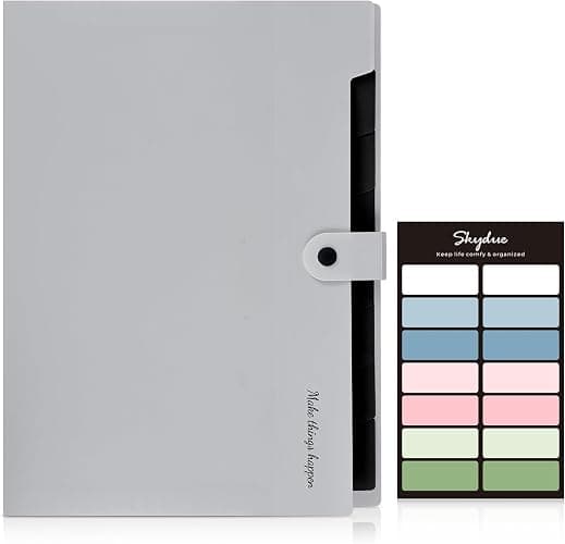 SKYDUE Dokumentenmappe A4, Mappe Mit 8 Fächern, Fächermappe A4 Mit Etiketten, Tragbar Ordnungsmappe Mappen Ordnersystem, Document Folder Für Zuhause, Büro, Schule Und Auf Reisen(Grau) thumbnail 3