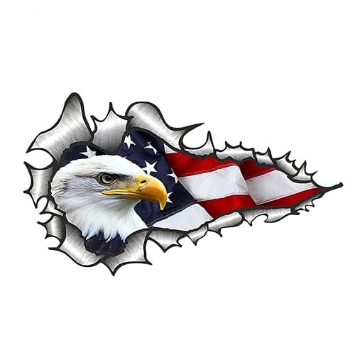 2 Pack American Bald Eagle Flag Car Decal Sticker, 7.48X4.33 Inch Patriotic Eagle Truck Decal Waterproof Bumper Sticker for Car Truck Trailer SUV Van Outdoor Window Wall Laptop Tablet Glass (Number 2) - Image 1