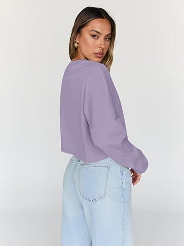 Trendy Queen Cropped Sweatshirts for Women Oversized Crewneck Sweaters Long Sleeve Tops Fall Winter Clothes 2025 thumbnail 4