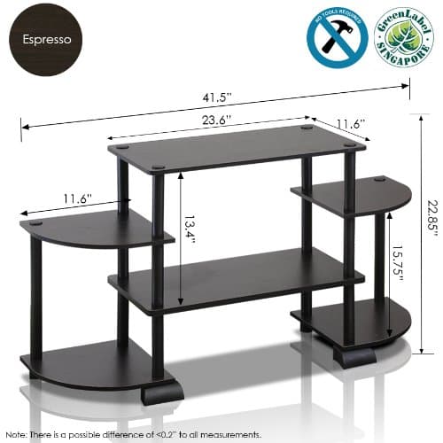 Furinno Turn-N-Tube Rounded Corner TV Entertainment Center, Espresso/Black thumbnail 5