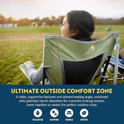 GCI Outdoor Comfort Pro Rocker Camping Chair | Portable Folding Rocking Chair with Durable Armrests & Drink Holder — Floral thumbnail 6