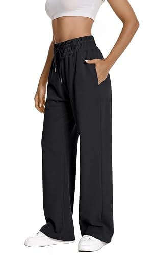 Auriviz Womens High Waisted Drawstring Sweatpants Straight Leg Pants Side Hidden Pockets Sweat Pants 30‘’ Inseam thumbnail 2