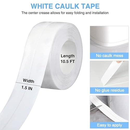 2 Rolls Caulk Tape Self Adhesive, Bathroom Waterproof White Caulking Sealant Strip Peel & Stick Wallpaper Floor Tile Toilet Tub Sink Backsplash Kitchen Wall Decor, Easier to Use Than Silicone Caulk - Image 1