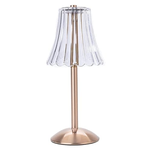Cordless Table Lamps for Home,Dining Room, Gold Rechargeable Lamps, USB Charge 12'' Tall LED Brass Portable Outdoor Indoor Desk Lamp with Built-in Dimmer (Champagne Gold-Flower) - Image 1