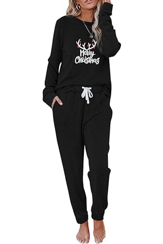 Juioste Christmas Pajamas Two Piece Outfits Tracksuits Loungewear Matching Set Pjs Jogger Sets - Image 1