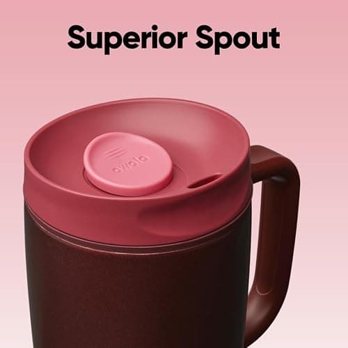 Owala SmoothSip Slider Stainless Steel Insulated Travel Mug with handle, 100% Leak Proof, For Hot and Cold Drinks, Travel Friendly with Sliding Lock Lid, 12oz, BPA Free, Leak Proof, Black Cherry thumbnail 6