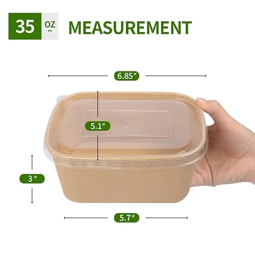 AICHEF 50 Pack 35 oz Paper Food Containers with Lids, Microwavable and Freezer Use Paper Meal Prep Containers Disposable Food Prep and Take Out Food Containers, 50 Bowls 50 Lids thumbnail 3
