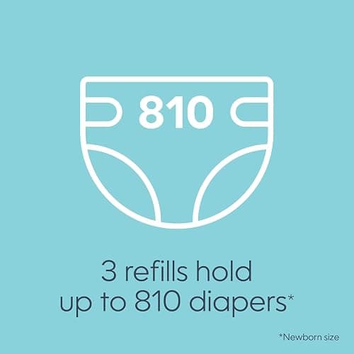 Diaper Genie Round Refill 3-Pack, Unscented Diaper Pail Refills, 270 Count | Unscented diaper pail refill bags with Max Odour Lock Technology help lock in odours and last up to 810 newborn diapers. thumbnail 6