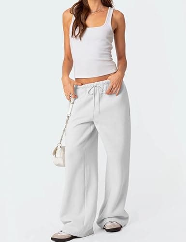 HeSaYep Women's Baggy Fleece Lined Wide Leg Sweatpants | Cotton Winter Warm Straight Leg Sweat Pants Comfy Y2k Casual Workout Pants with Pockets thumbnail 4