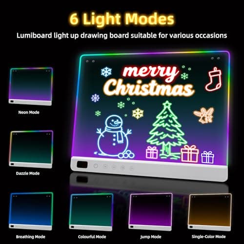 Lumiboard Led Drawing Board with 13 Light Effects, 16" Rechargeable Glow Doodle LED Note Board with Colors, Neon Light Up Drawing Tablet Gifts for Kids for Easter Birthday Christmas Gift Ideas thumbnail 5