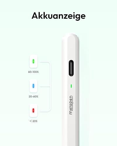 Metapen Air8 iPad Stift für Apple iPad 2018-2025, 20H Akkulaufzeit, 2X Schnellladung, Handballenabweisung, Ultraleicht Pencil für iPad 11/10/9/8/7/6, Air 3/4/5/M2/M3, Pro M4/12.9/11/13", Mini 5/6 thumbnail 8