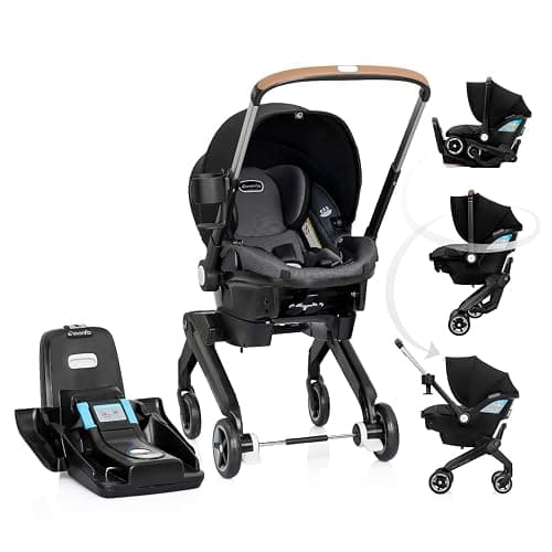 Evenflo Shyft DualRide Preemie and Infant Car Seat Stroller Combo | with Carryall Storage Bag and SensorSafe Technology, 3-30 lbs (Boone Gray) - Image 1