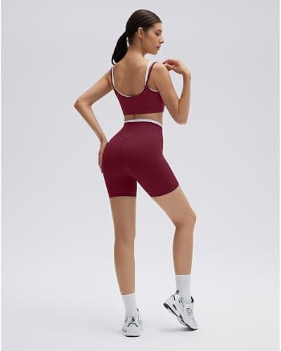 SUUKSESS 2 Piece Workout Sets Layered Sports Bra Yoga Gym Biker Shorts thumbnail 3
