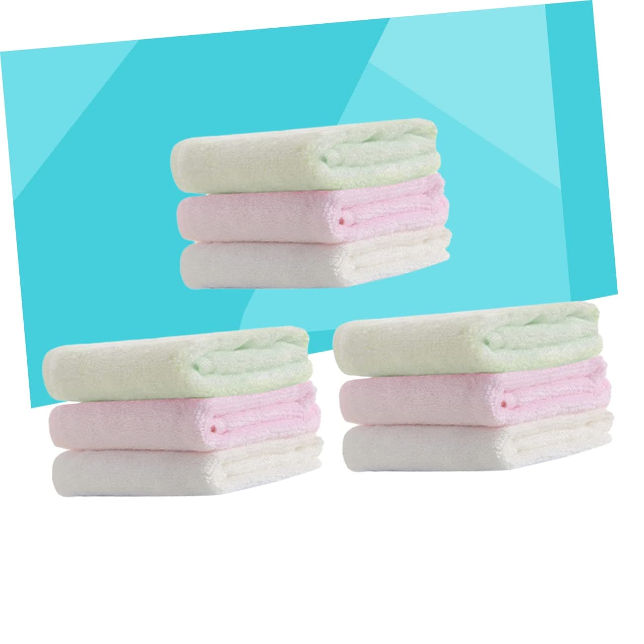 MERRYHAPY 9pcs Bamboo Fiber Face Towels Newborn Square Towels Cleaning Cloths Bath Essentials Reusable Washcloths thumbnail 4