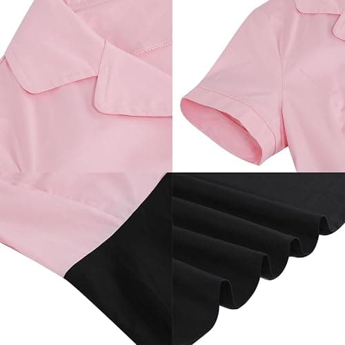 Women Short Sleeve 1950s Retro Vintage Cocktail Party Swing Dress Polka Dot Audrey Dress Casual A-Line Work Dress with Belt thumbnail 5