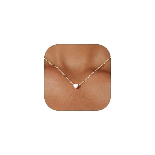 ChicSilver Personalized 925 Sterling Silver Dainty Small Heart/Star/Moon/Dot/Triangle Pendant Necklace for Women, Silver/Gold/Rose Gold/Black (with Gift Box) - Image 1