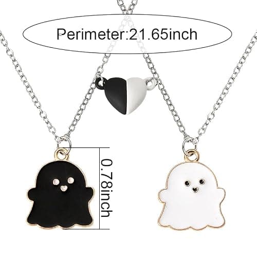 Ghost Bff Necklaces for 2 Bestie Birthday Gifts for Best Friend Matching Heart Necklace for Soul Sister Long Distance Friendship Xmas Christmas Gift thumbnail 6