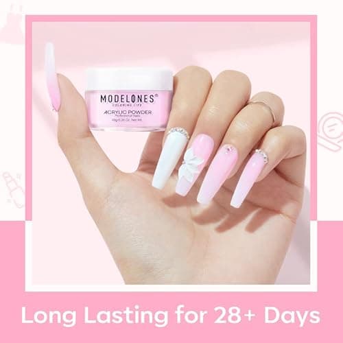 Modelones Acrylic Powder, 6 Colors Transparent Jelly Nude Nail Powder Milky White Pink Nude for Nail Art 3D Nail Carving French Nail Extension, Gifts for Women thumbnail 6