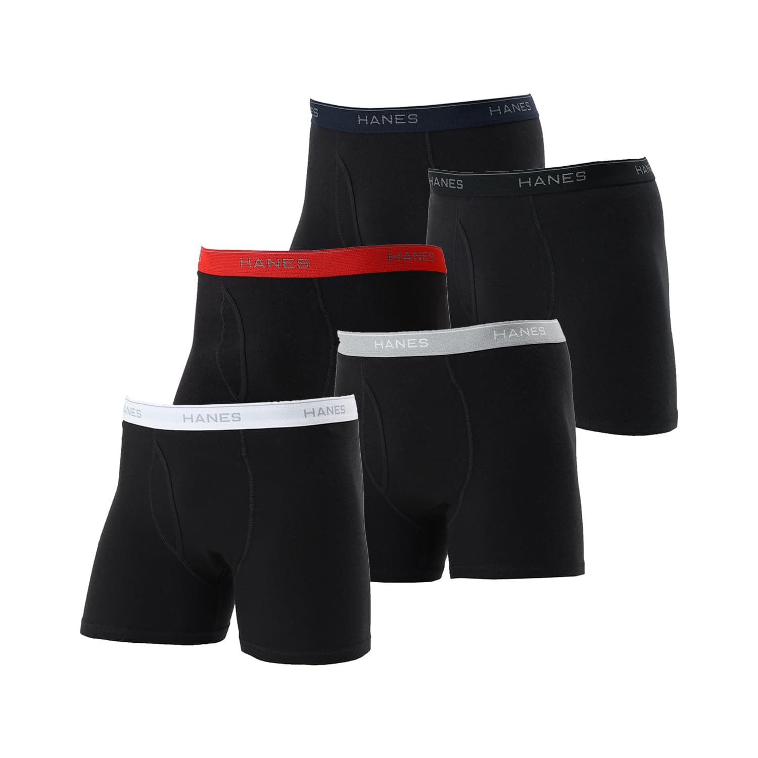 Hanes ボクサーパンツ(5枚組) 抗菌防臭 清潔 防臭効果 前開き 5PボクサーブリーフHM6ES703Jメンズ - Image 1