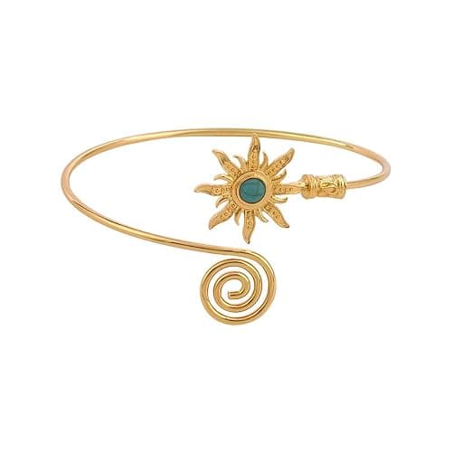 MXUHUI Gold Silver Sun Arm Cuff for Women Turquoise Open Adjustable Upper Arm Bangle Coil Swirl Armlet Armband Minimalist Upper Arm Cuff Jewelry Statement Party Jewelry - Image 1