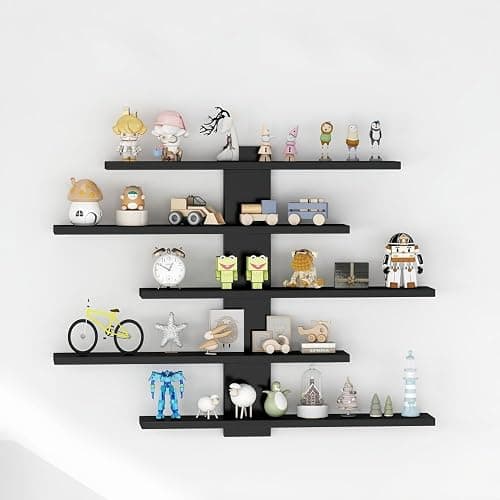 HUHUJIA 5-Tier Trinket Shelf, Wall Display Shelf for Collectibles (White) | Trinket shelves, Display shelves for collectibles, Floating wall shelves for trinkets,Wall decor living room thumbnail 6
