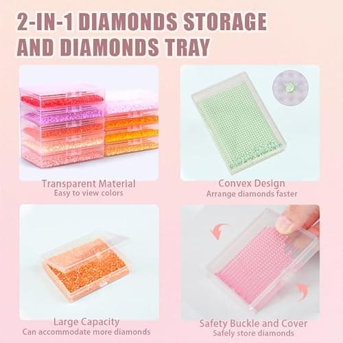 Qlonry 150 Pcs All Inclusive Diamond Painting Tool Kit Diamond Art Accessories Kit Including A4 LED Light Pad Kit,Bracket,Convex Point Design Storage Box,Painting Pen for DIY Craft thumbnail 2