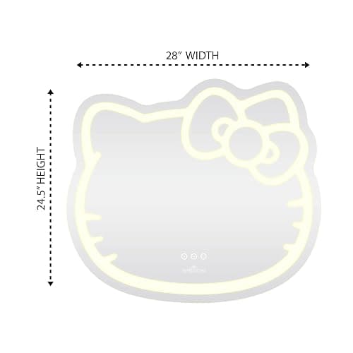 Impressions Vanity Hello Kitty Wall Mirror with Wi-Fi, Smart Touch Sensitive Makeup Vanity Mirror with App Controller and Color Changing Dimming LED Strip Light, Frameless Design thumbnail 3