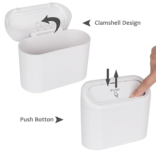 Accmor Car Trash Can with Lid, Vehicle Dustbin Garbage Organizer Holder with One Roll Bag, Mini Leakproof Storage Bin for Auto, SUV, Office (White) thumbnail 3