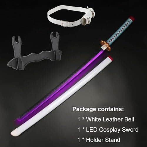 LED Light Demon Slayer Sword Cosplay 41 inches with Belt Holder Stand thumbnail 5