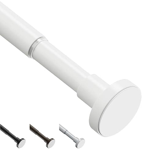 WELDUN Extendable Shower Curtain Rod, Curtain Tension Pole 48-118CM, No Drill Telescopic Curtain Pole, Adjustable Strong Shower Rail for Bathroom Bedroom Window Closet, White - Image 1
