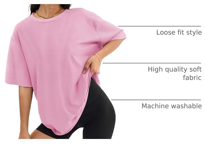 ATHMILE Womens Oversized T Shirts Short Sleeve Workout Tops | Cotton Casual Loose Fit Basic Graphics Gym Summer Plus Size Fashion Clothes thumbnail 4