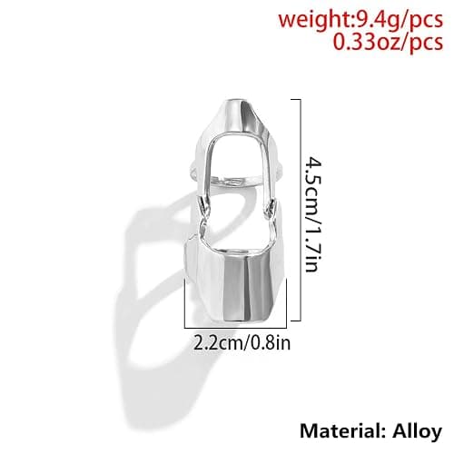 LARVOVUE Gothic Armor Full Joint Ring for Men Women Punk Cool Cosplay Party Knuckle Joint Finger Rings (Silver 2 Style) thumbnail 2