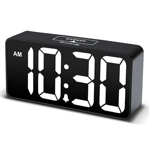 DreamSky Small Digital Alarm Clock for Bederoom, Large Big Numbers Display with Dimmer for Living Room, Electric Bedside Desk Clock with USB Charging Port, Adjustable Volume, USB-C Adapter Powered - Image 1