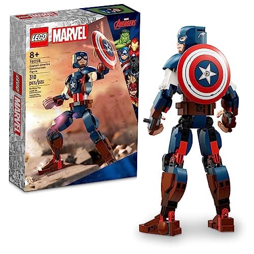 LEGO Marvel Captain America Construction Figure 76258 Buildable Marvel Action Figure, Posable Marvel Collectible with Attachable Shield for Play and Display, Avengers Toy for Boys and Girls Ages 8-12 - Image 1