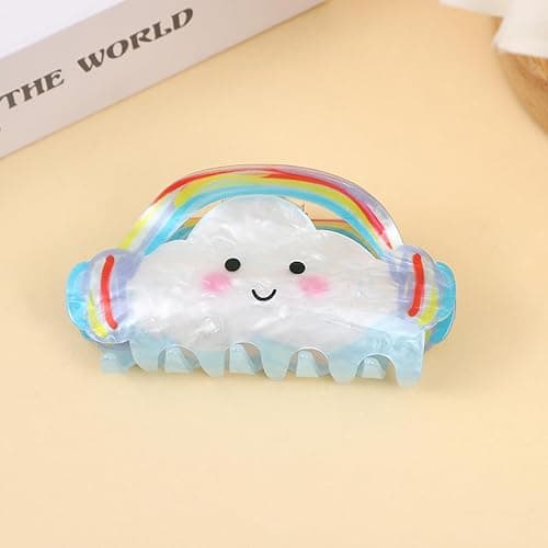 Rainbow Cloud Design Hair Claw Clip Cute Weather Theme Non-Slip Hair Accessories 3.2" X 2" for Thin Hair Women Girls, Rainbow - Image 1