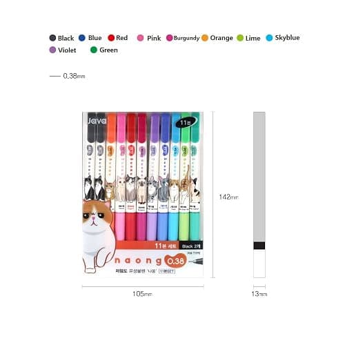 Gel Pens Office School Supplies - Cat 0.38mm Gel Ink Rollerball Ballpoint Pen Korea Kawaii Stationery Non-Smudge, Quick-Drying Writing, Pack of 11 - Multicolor thumbnail 7