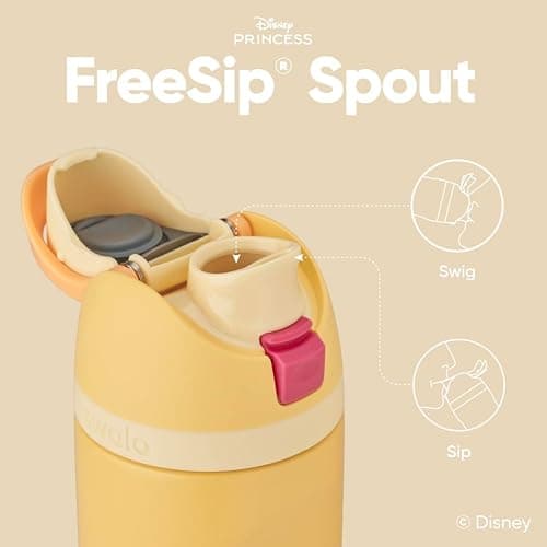 Owala Disney Princess FreeSip Insulated Stainless Steel Water Bottle with Straw for Sports and Travel, BPA-Free Sports Water Bottle, 24 oz, Belle thumbnail 3