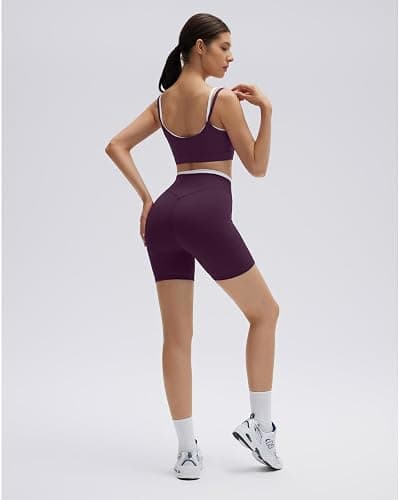 SUUKSESS 2 Piece Workout Sets Layered Sports Bra Yoga Gym Biker Shorts thumbnail 3