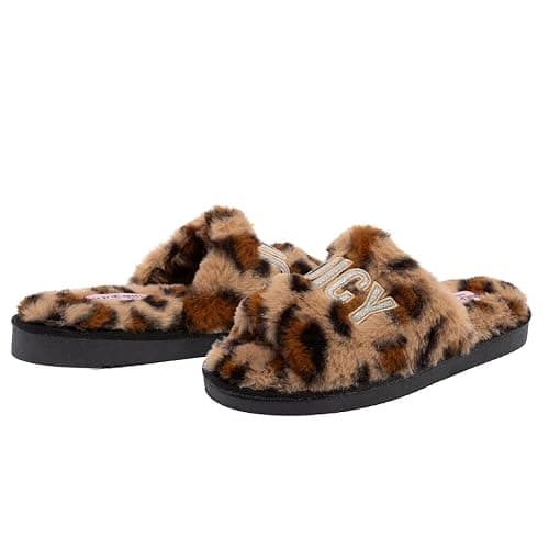 Juicy Couture Women's Faux Fur Slide Sandal Slippers, Open Toe, Comfortable Indoor Outdoor House Shoes thumbnail 6