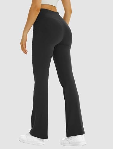 FireSwan Women's Flare Yoga Pants with Pockets High Waist Flared Leggings Bootcut Gym Workout Pants Tummy Control thumbnail 3
