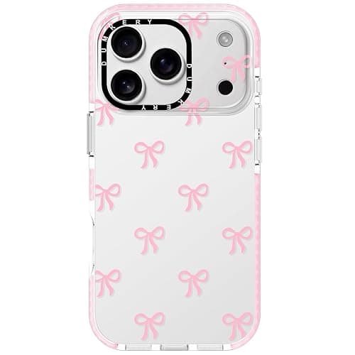 Dumkery Girly Phone Case Compatible with iPhone 17 Pro Max, Cute Bow Aesthetic Pattern Print Cases, Soft TPU Anti Yellowing, Anti Shock Cover for Girls Women Pink - Image 1
