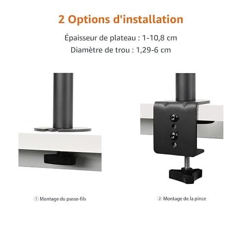 Amazon Basics Support à bras réglable pour deux écrans, peut accueillir des écrans allant jusqu’à 32" (81.3 cm), Noir thumbnail 5