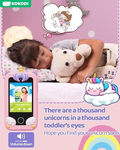 KOKODI Kids Smart Phone, Touchscreen HD Dual Camera Cell Phone for Kids, Christmas Birthday Gifts Dinosaur Child Play Phone for Girls 3-10, Travel Toy Preschool Learning Education Toy thumbnail 2
