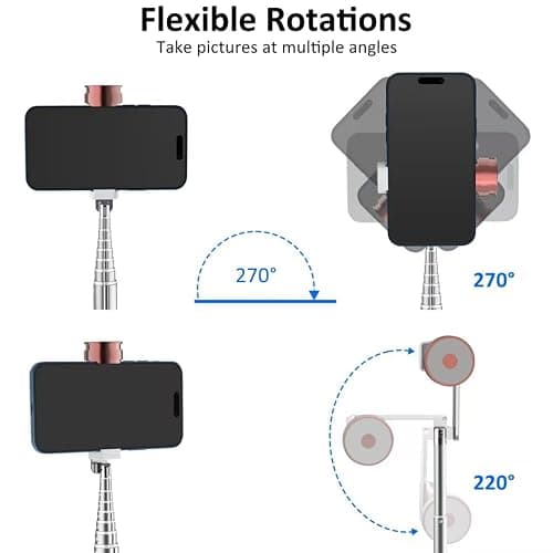 Selfie Stick Phone Tripod for with Remote ​​Selfie Stick Tripod for iPhone & Android,Portable Aluminum Alloy 3 in 1 Stand for Group Photos with 1/4" Screw for Gopro Cam, Vlog/Travel/Photography thumbnail 4
