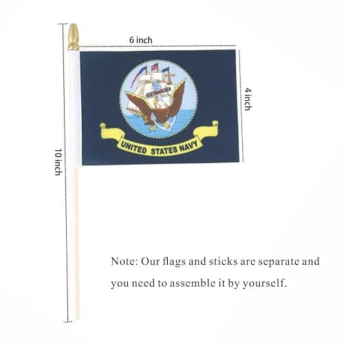Lebei Military Flag Small Mini Army Armed Forces All Military Branches Handheld Stick Flags for Veterans Day Memorial Day 4th of july decorations,4x6 Inch 20 Pack thumbnail 3